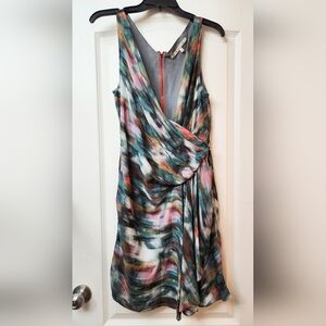 Rachel Roy Brush Strokes Dress Size M-L LIKE NEW Pleated
